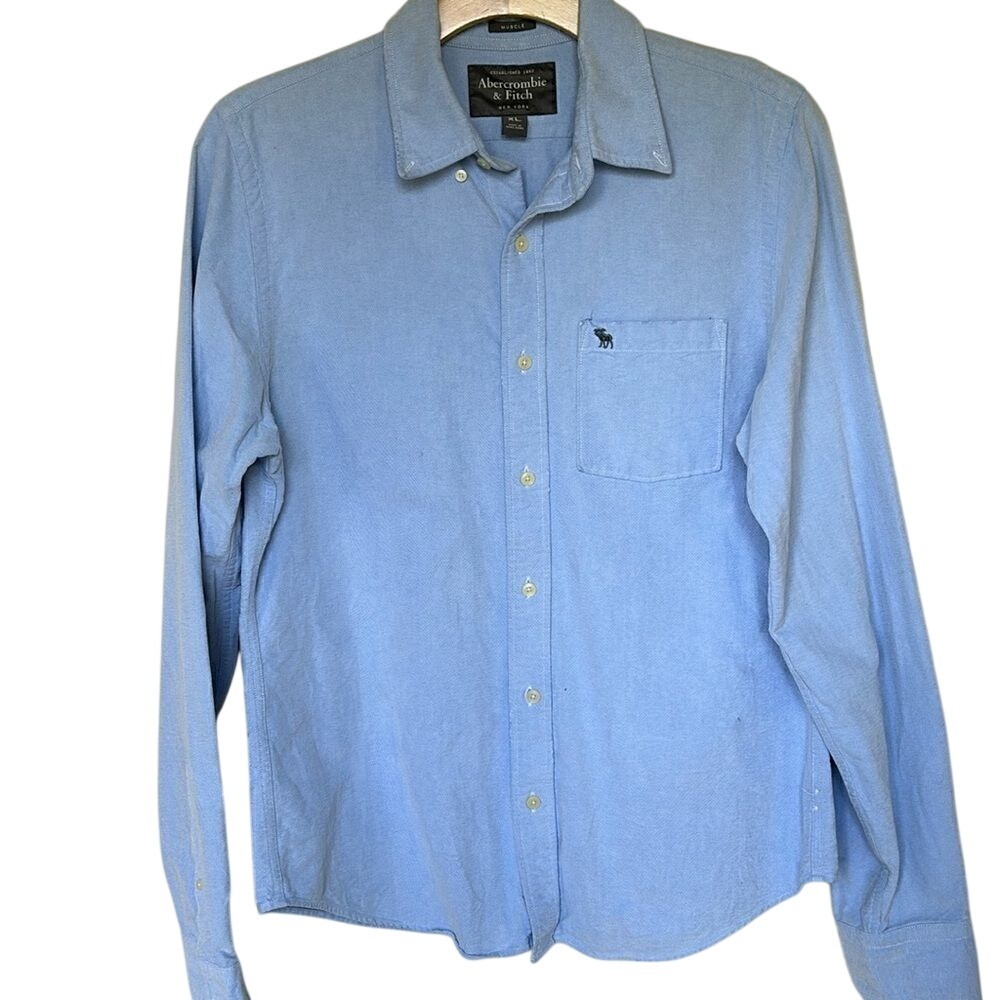 Abercrombie & Fitch shirt men's XL‎ muscle blue button down graduation wedding